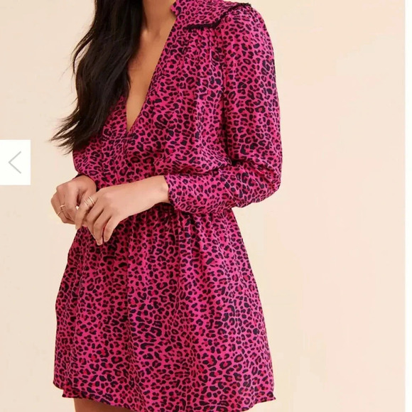 Zadig And Voltaire Reveal Mini Dress Leopard Animal Print Pink Black Size Small - Picture 1 of 13